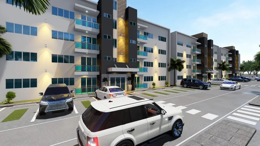 Fachada del residencial Venecia LUX vista desde los parqueos